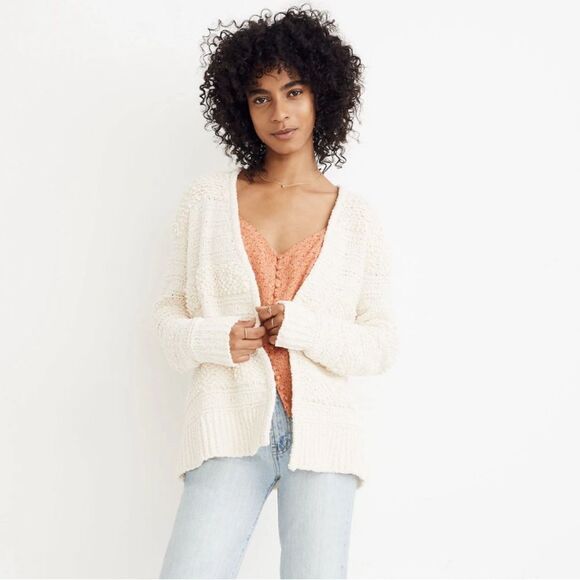 Madewell bronson textured cardigan sweater seashell ivory - Picture 1 of 5